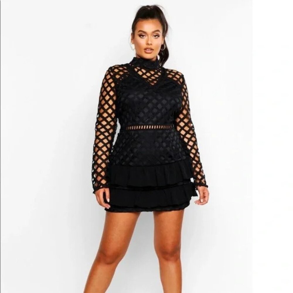 Black mini dress with csge sleeve
